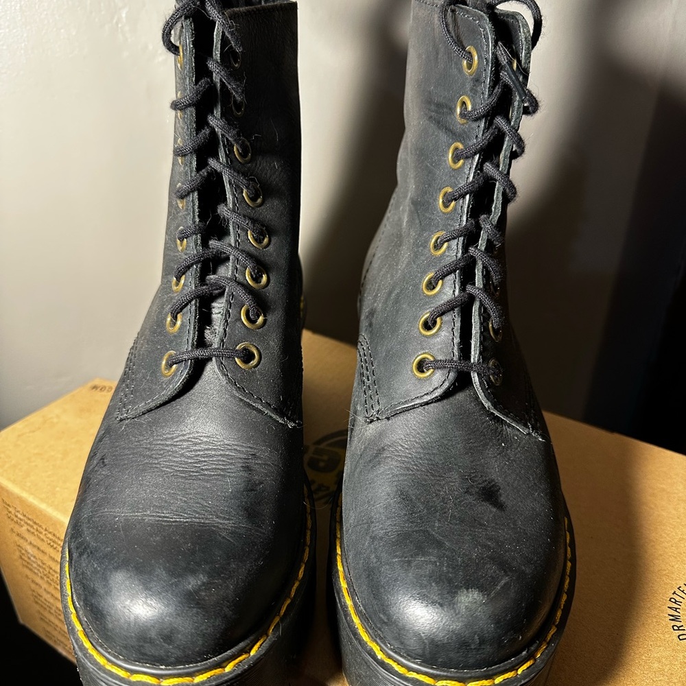 Dr. Martens Black Leather Heeled Boots